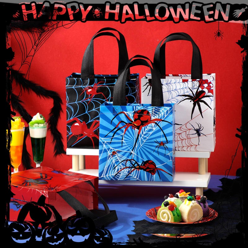GliCraft 40 Pcs Spider Party Favor Bags Spider Web Goodie Bags Spider Non-woven Bags Bulk with Handles Reusable Birthday Treat Candy Bags for Spider Birthday Party Favor 7.87 x 7.87 x 3.54 Inches - Image 4